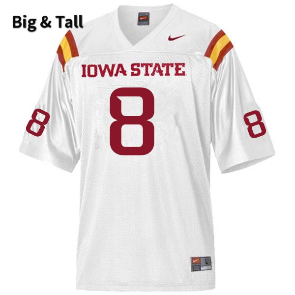 Iowa State Cyclones Men's #8 Xavier Hutchinson Nike NCAA Authentic White Big & Tall College Stitched Football Jersey RD42F23FK